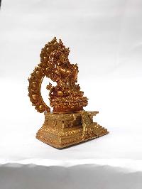 Statue Of White Tara On Throne, [full Gold Plated]