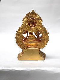 Statue Of White Tara On Throne, [full Gold Plated]