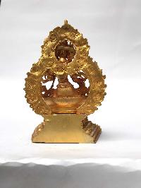 Statue Of Green Tara On Throne, [full Gold Plated]