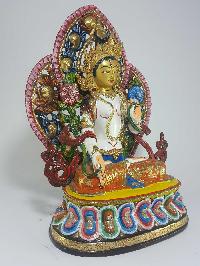 Tibetan Statue Of White Tara In [traditional Color Finishing]