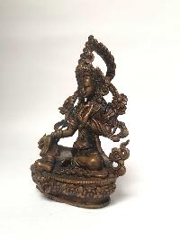 Tibetan Statue Of Green Tara, [chocolate Oxidized]