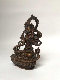 Tibetan Statue Of White Tara, [chocolate Oxidized]