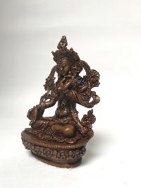 Tibetan Statue Of White Tara, [chocolate Oxidized]