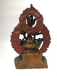 Tibetan Statue Of Namgyalma, On Throne [chocolate Oxidized]