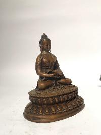 Tibetan Statue Of Amitabha Buddha, On Double Lotus Base [chocolate Oxidized]