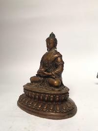 Tibetan Statue Of Amitabha Buddha, On Double Lotus Base [chocolate Oxidized]