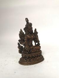 Tiny Tibetan Statue Of White Tara, [chocolate Oxidized]