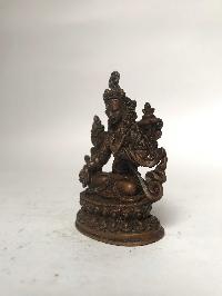 Tiny Tibetan Statue Of White Tara, [chocolate Oxidized]