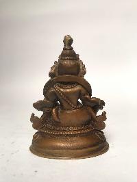 Tiny Tibetan Statue Of Yellow Jambhala, [chocolate Oxidized]