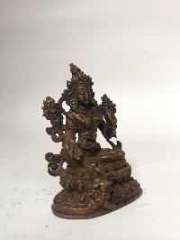 Tiny Tibetan Statue Of Green Tara, [chocolate Oxidized]