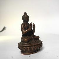 Tiny Tibetan Statue Of Vairochana Buddha, [chocolate Oxidized]