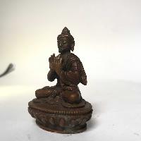 Tiny Tibetan Statue Of Vairochana Buddha, [chocolate Oxidized]