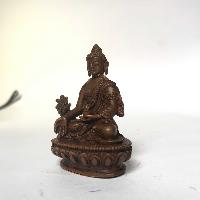 Tiny Tibetan Statue Of Medicine Buddha, [chocolate Oxidized]