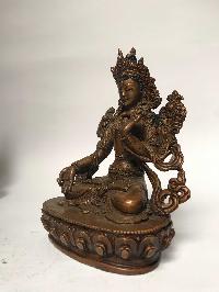 Tibetan Statue Of White Tara, [chocolate Oxidized]