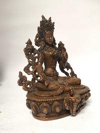 Tibetan Statue Of Green Tara, [chocolate Oxidized]