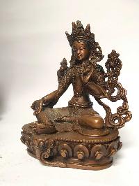 Tibetan Statue Of Green Tara, [chocolate Oxidized]