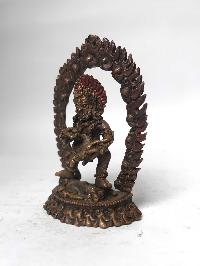 Tibetan Statue Of Black Jambhala, [chocolate Oxidized]