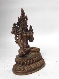 Tibetan Statue Of White Tara, [chocolate Oxidized]