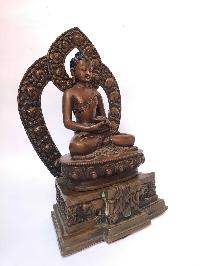 Tibetan Statue Of,on Throne, [silver Plated Oxidized]