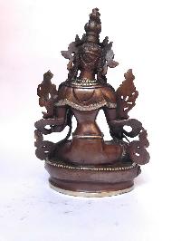 Tibetan Statue Of White Tara, [silver Plated Oxidized]