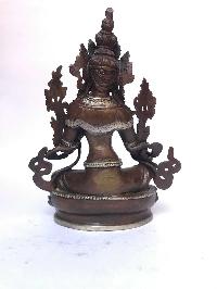 Tibetan Statue Of Green Tara, [silver Plated Oxidized]