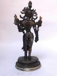 Tibetan Statue Of Green Tara, [silver Plated Oxidized]