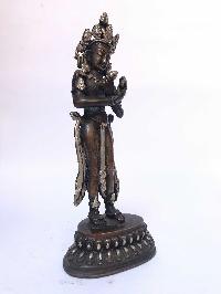 Tibetan Statue Of Vajradhara, [silver Plated Oxidized]