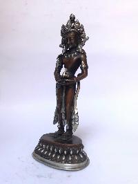 Tibetan Statue Of Aparimita, [silver Plated Oxidized], Chepame, Amitayus