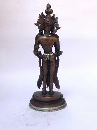 Tibetan Statue Of Aparimita, [silver Plated Oxidized], Chepame, Amitayus