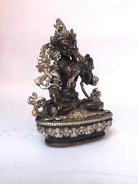 Tibetan Statue Of White Tara, [silver Plated Oxidized]