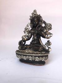 Tibetan Statue Of White Tara, [silver Plated Oxidized]