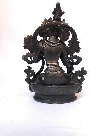 Tibetan Statue Of White Tara, [silver Plated Oxidized]