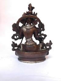 Tibetan Statue Of Green Tara, [silver Plated Oxidized]