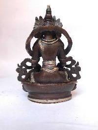 Tibetan Statue Of Aparimita, [silver Plated Oxidized], Chepame, Amitayus