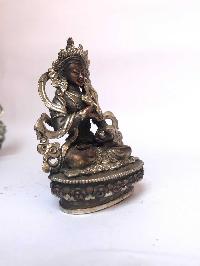 Tibetan Statue Of Vajrasattva, [silver Plated Oxidized]