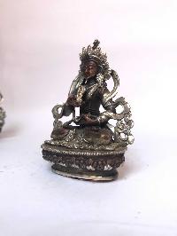 Tibetan Statue Of Vajrasattva, [silver Plated Oxidized]