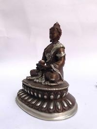 Tibetan Statue Of Admin Panel,double Lotus Base, [silver Plated Oxidized]