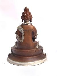 Tibetan Statue Of Admin Panel,double Lotus Base, [silver Plated Oxidized]