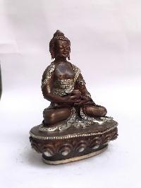 Tibetan Statue Of Amitabha Buddha, [silver Plated Oxidized]