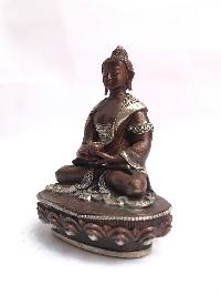 Tibetan Statue Of Amitabha Buddha, [silver Plated Oxidized]