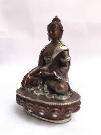 Tibetan Statue Of Shakyamuni Buddha, [silver Plated Oxidized]