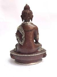 Tibetan Statue Of Shakyamuni Buddha, [silver Plated Oxidized]