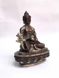 Tibetan Statue Of Medicine Buddha, [silver Plated Oxidized]