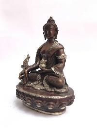 Tibetan Statue Of Medicine Buddha, [silver Plated Oxidized]