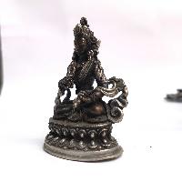 Tibetan Statue Of Vajrasattva, Double Lotus Base, [silver Plated Oxidized]