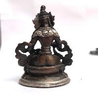 Tibetan Statue Of Vajrasattva, Double Lotus Base, [silver Plated Oxidized]