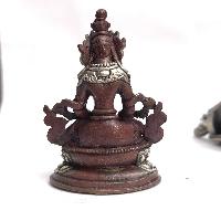 Tibetan Statue Of Amitayus, Aparimita, Double Lotus Base, [silver Plated Oxidized]