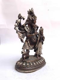 Tibetan Statue Of Ganesh With Consort, [shakti], Yab-yum, [silver Plated Oxidized]