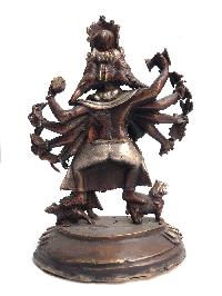 Tibetan Statue Of Ganesh With Consort, [shakti], Yab-yum, [silver Plated Oxidized]