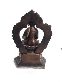 Tibetan Statue Of Amitabha Buddha, On Throne, [silver Plated Oxidized]